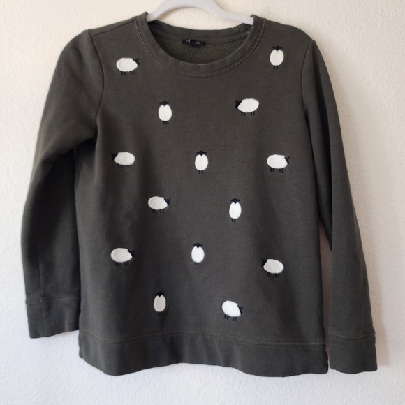 Talbots Green Sheep Embroidery Sweatshirt SP - Picture 2 of 4